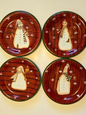 8 Christmas Snow Mates Dinner Plates by Noble Excellence